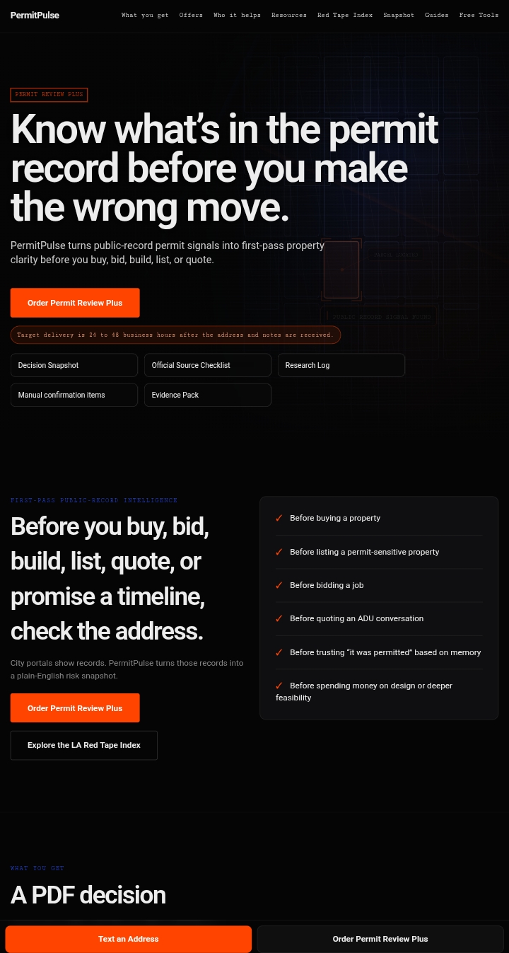 PermitPulse permit intelligence product interface